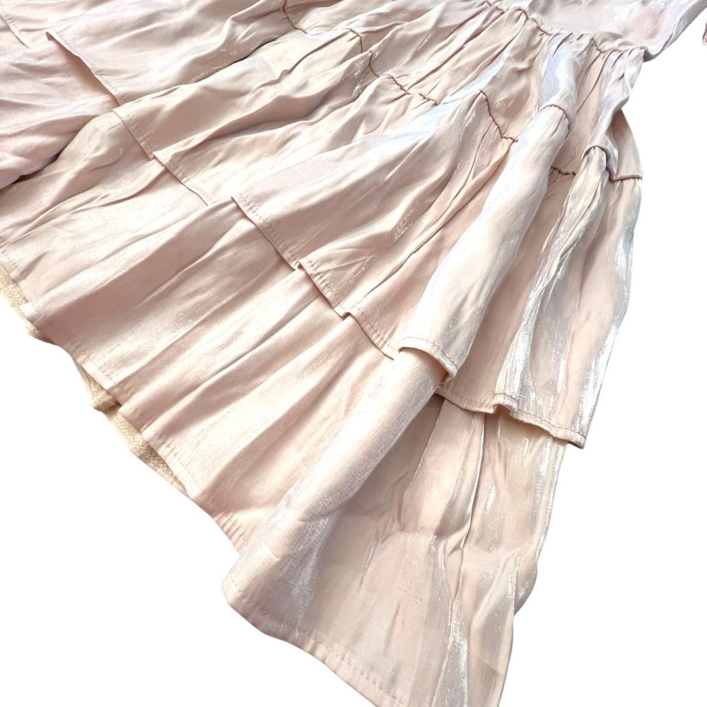Boohoo Skater Dress Ruched Ruffle Womens‎ Stone Shiny 22 NWT Party Wedding Short - Picture 4 of 16